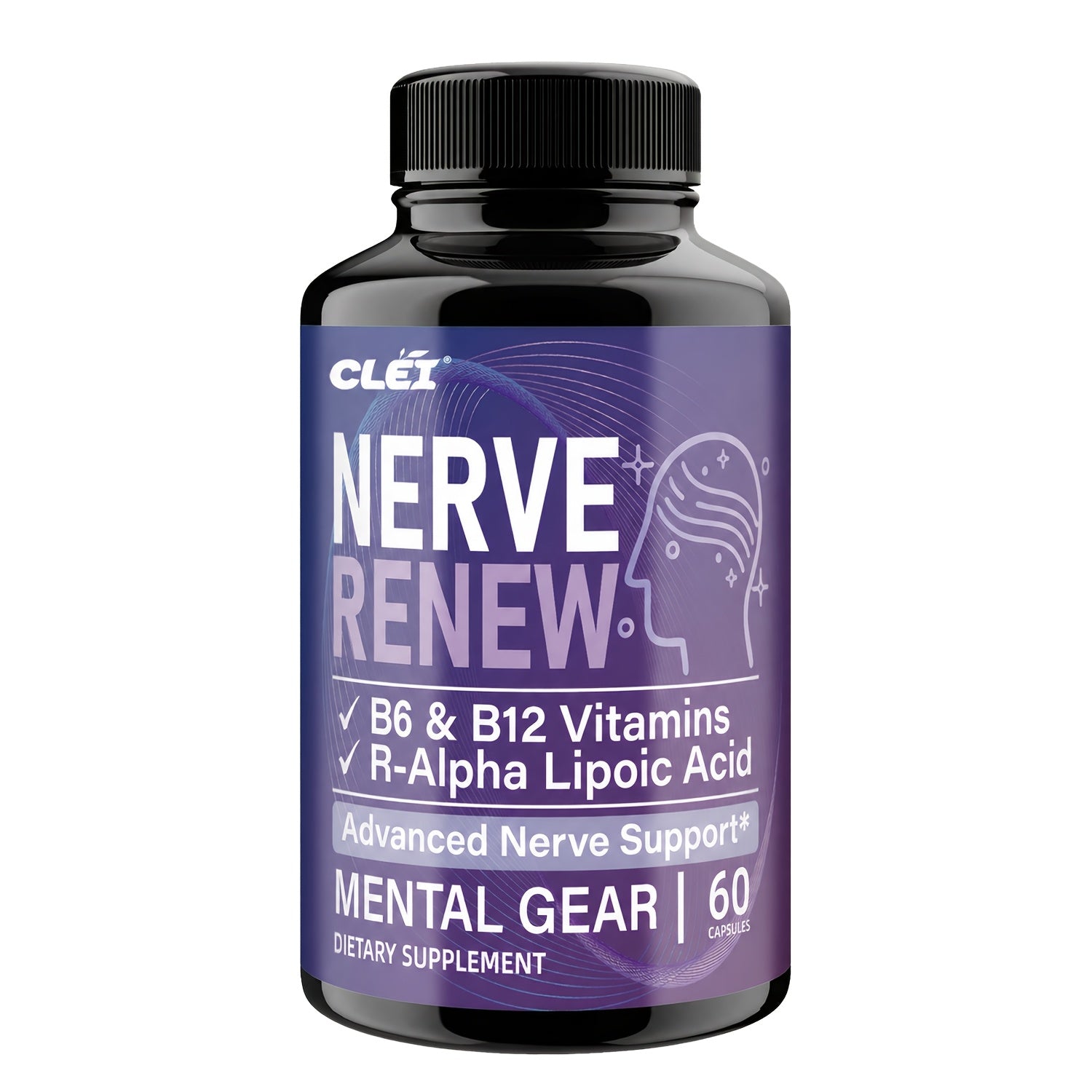 NERVE RENEW CAPSULES. Healthy, Natural. Vitamin B Complex, R-Alpha Lipoic Acid, Sports Health, Neuro Botanical Blend, Antioxidant. Enioy A Healthy Lifestyle And Travel. For Office Workers - 60 Caps