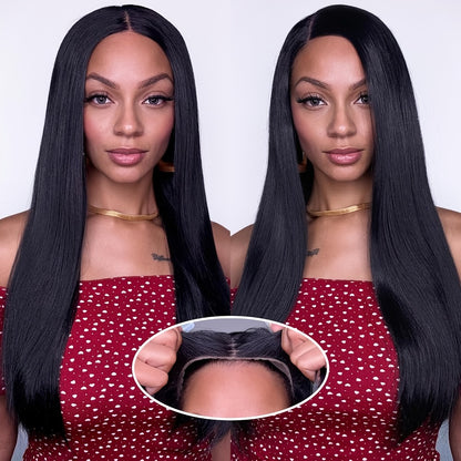6x4.5 HD Lace Put On and Go Wig Human Hair Straight Glueless 250% Density Pre-Plucked Pre-Cut Pre-Bleached Knots Transparent Lace Front Wig 22-36 Inch Women