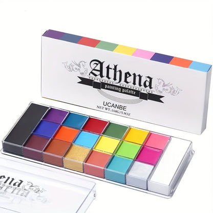 Face Body Paint Palette 20 Colors Oil-Based - Halloween SFX Makeup Kit Black White Flash Tattoo Cosplay Festival Stage Artist Full Size 168g
