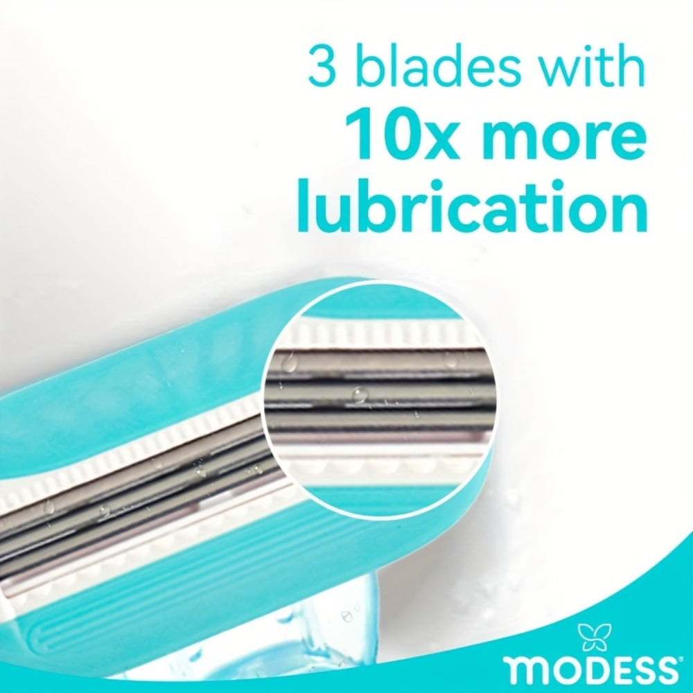 Modess Sensitive Women'S Shaving Razors (Available in Packs of 4 Or 8) - Soft Teal/Pink Blush, Designed for a Comfortable And Close Shave for Skin