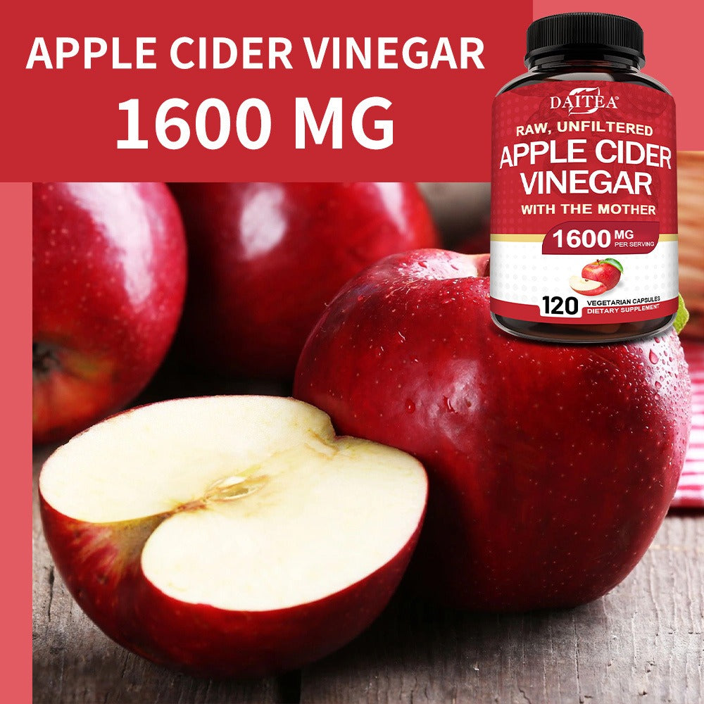 Apple Cider Vinegar Capsules 1600mg - Supports Digestion and Energy Levels for Men and Women - 120 Capsules