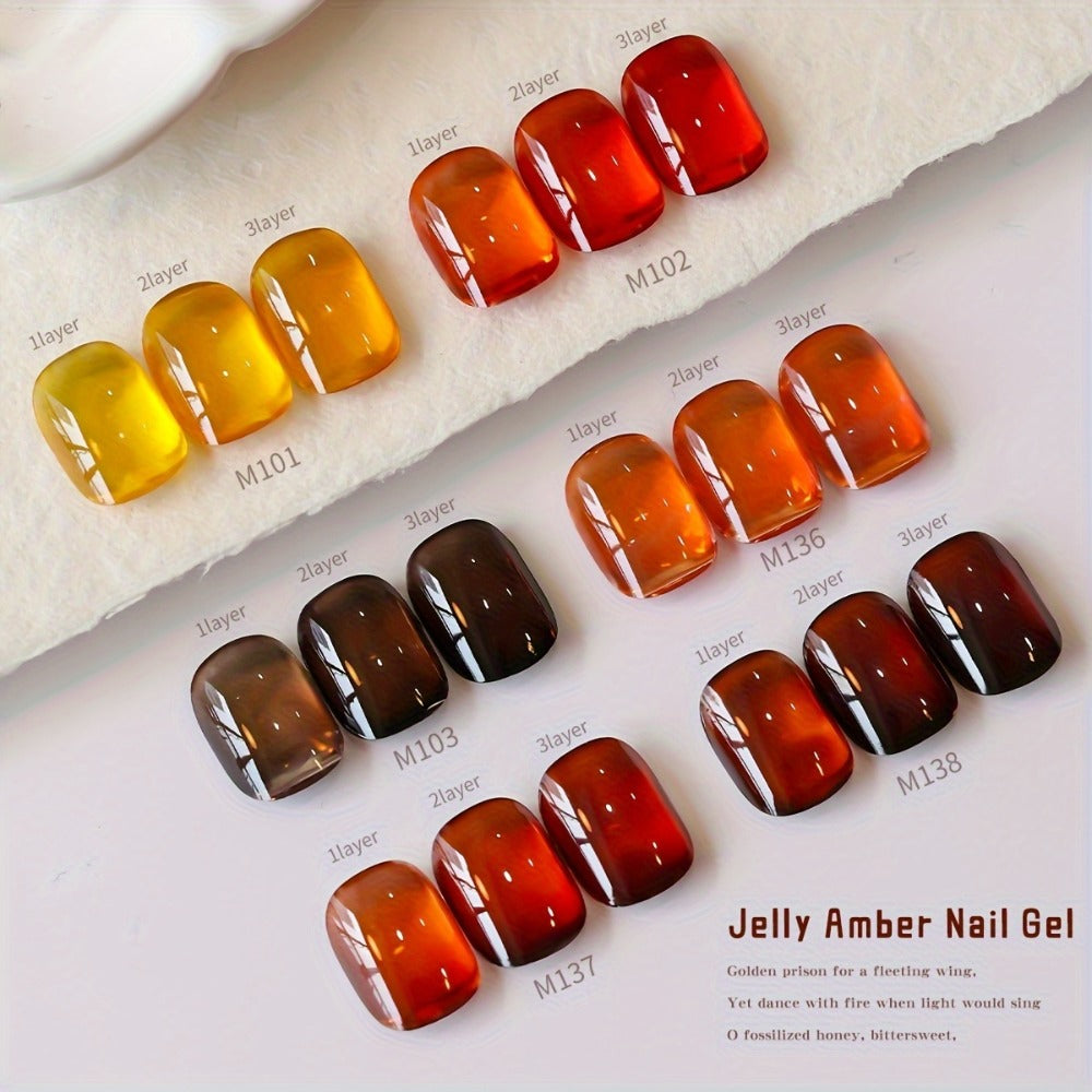 Amber Nail Trend 2025 Holographic Nail Art 6pcs/Set 0.51oz Magnetic Nail Gel Soak LED Gel Salon Women's Nail Art Tools Fashion Nail Gel