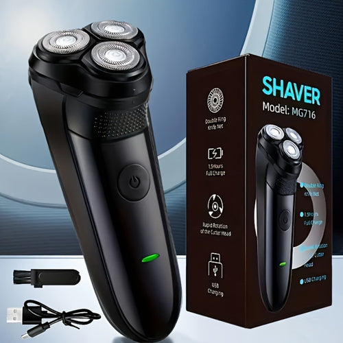 Electric Shaver for Men — Multifunctional Rotary Shaver, USB Rechargeable Grooming Kit for Daily Shaving & Travel | Cordless Men's Electric Razor Blue & Black