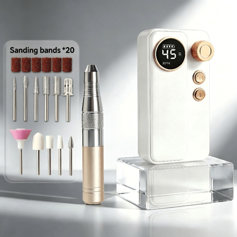 Rechargeable Electric Nail Drill, Professional Portable E-File for Acrylic Nails, Natural Extensions, and Gel Nails, Polishing Machine with 11 Grinding Bits and 20 Sanding Discs, Cordless High-Speed for Salon and Home Use, Women's Holiday Gift