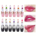 Set of 12 Pink And Black Flower Jelly Lipsticks That Are Long-Lasting, Moisturizing, And Color-Changing Lip Balms