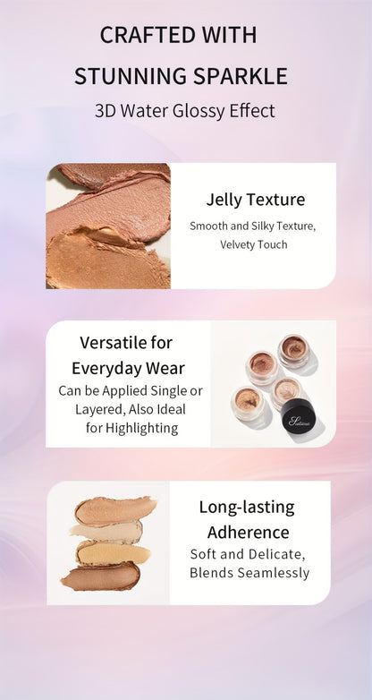 Jelly Eyeshadow 2pcs Shimmer Gel Single Color Sunset Copper High Gloss Long Lasting Fade Resistant Eye Makeup for Women Party Holiday Glam