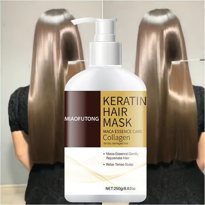 Argan Oil Hair Mask Deep Conditioning Treatment - Collagen Keratin Repair Mask for Dry Damaged Hair with Castor Oil & Rosemary Oil - Prevents Split Ends & Breakage, Intense Moisture Restore 250g