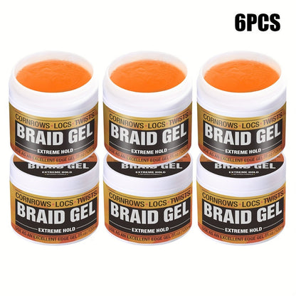 Braid Gel Extreme Hold Anti-Frizz Edge Control Hair Wax Pomade for Braids Locs Twists Sleek Styles Moisturizing Frizz Control Long-Lasting Hold 4/5/6 Pack