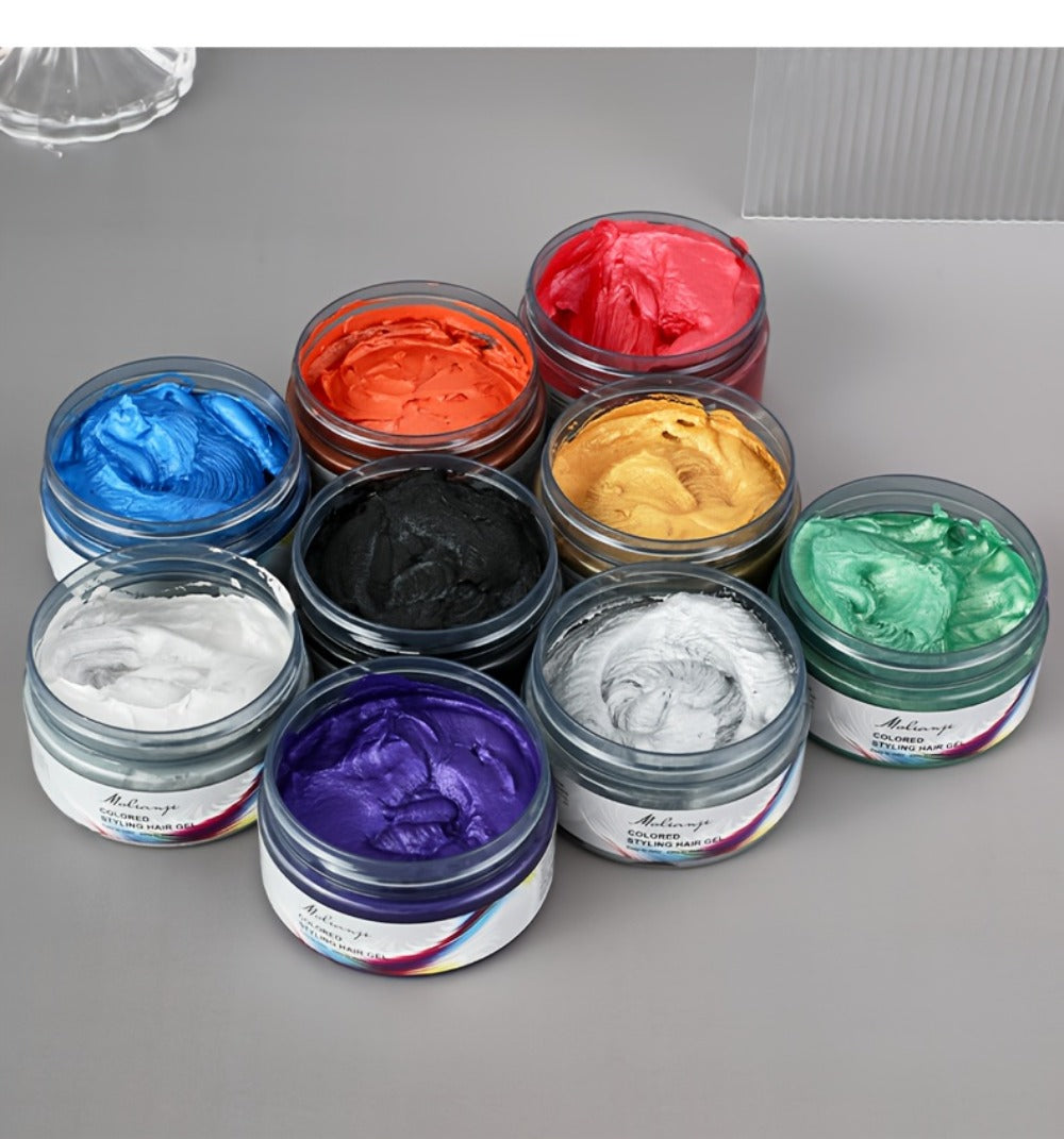 Temporary Hair Dye Color Wax 3.53oz — Non-Damaging Easy Wash Hair Color for Halloween, Carnival & Festival Styling, Mixable Shades, Natural Hold Not Stiff, 9 Colors
