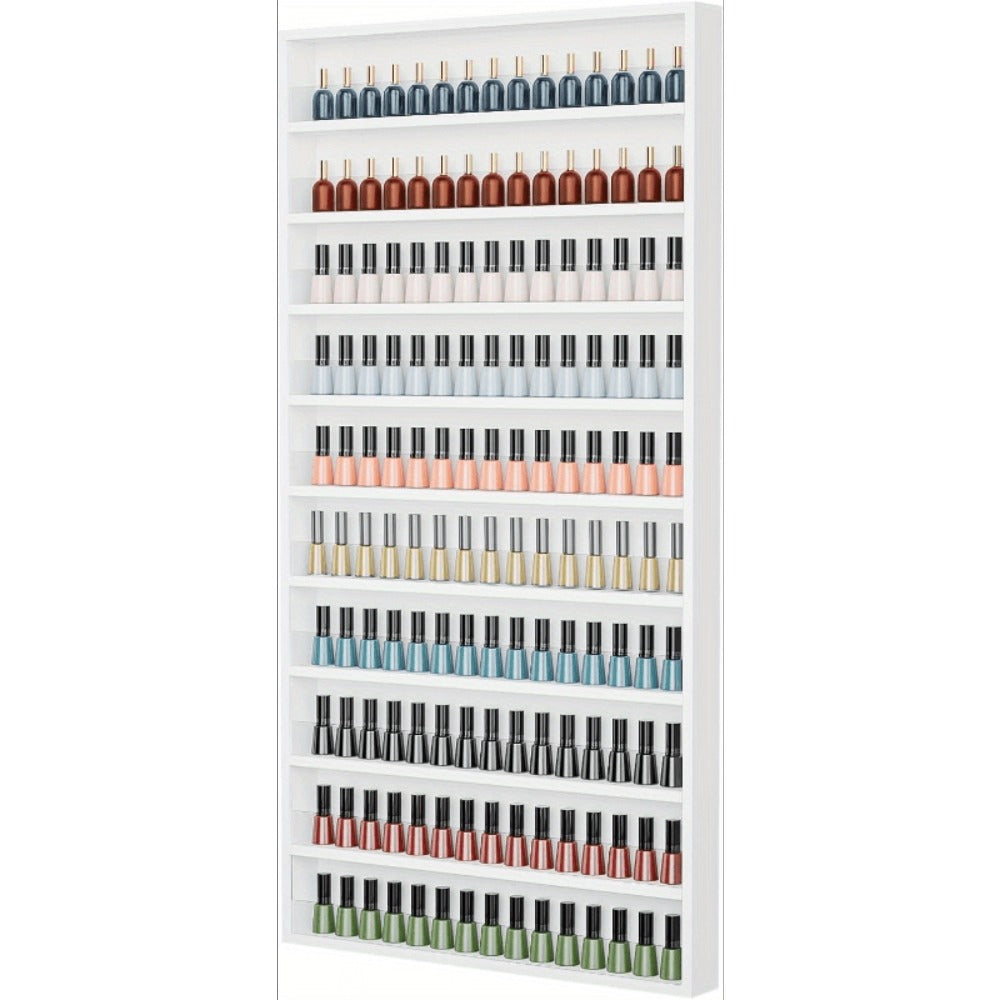 6 Layers/ 10 Layers Nail Polish Rack, Wall Mount Nail Polish Organizer W/ Acrylic Baffle, Salon Display Rack for Home Spa And Nail Studio, Pink/ White/ Black