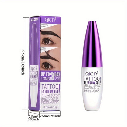 Tattoo Eyebrow Gel 4-Pack Semi-Permanent — Waterproof Long-Lasting Eyebrow Tint Cream with Plant-Based Squalane, Easy Peel-Off, 4 Shades All Skin Types