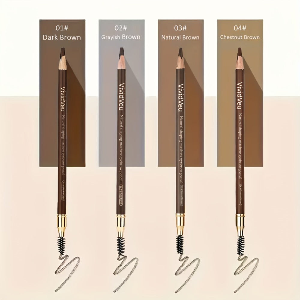 Waterproof Eyebrow Pencil 4-Pack - Smudge Proof Long Lasting Double-Ended with Built-In Brush, Sulfate Free, Natural Look for All Skin Types