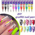 1set Nail Doodle Pen, 12-color Acrylic Paint Pen, Nail Paint Quick Drying Dot Stitching Pen, Precision 3D Doodle Nail Art Pen, Nail Art Pen Set, Quick Drying, Suitable For Home And Salon, Professional Details And Long-lasting Design