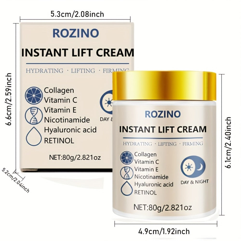 ROZINO Instant Collagen & Niacinamide Cream - 5-Second Lift And Tightening, Collagen-Infused Face And Neck Cream for Dark Circles, Puffiness, Sensitive Beige, Sensitive Eyes, All Beige Types, Instant Firming Moisturizer