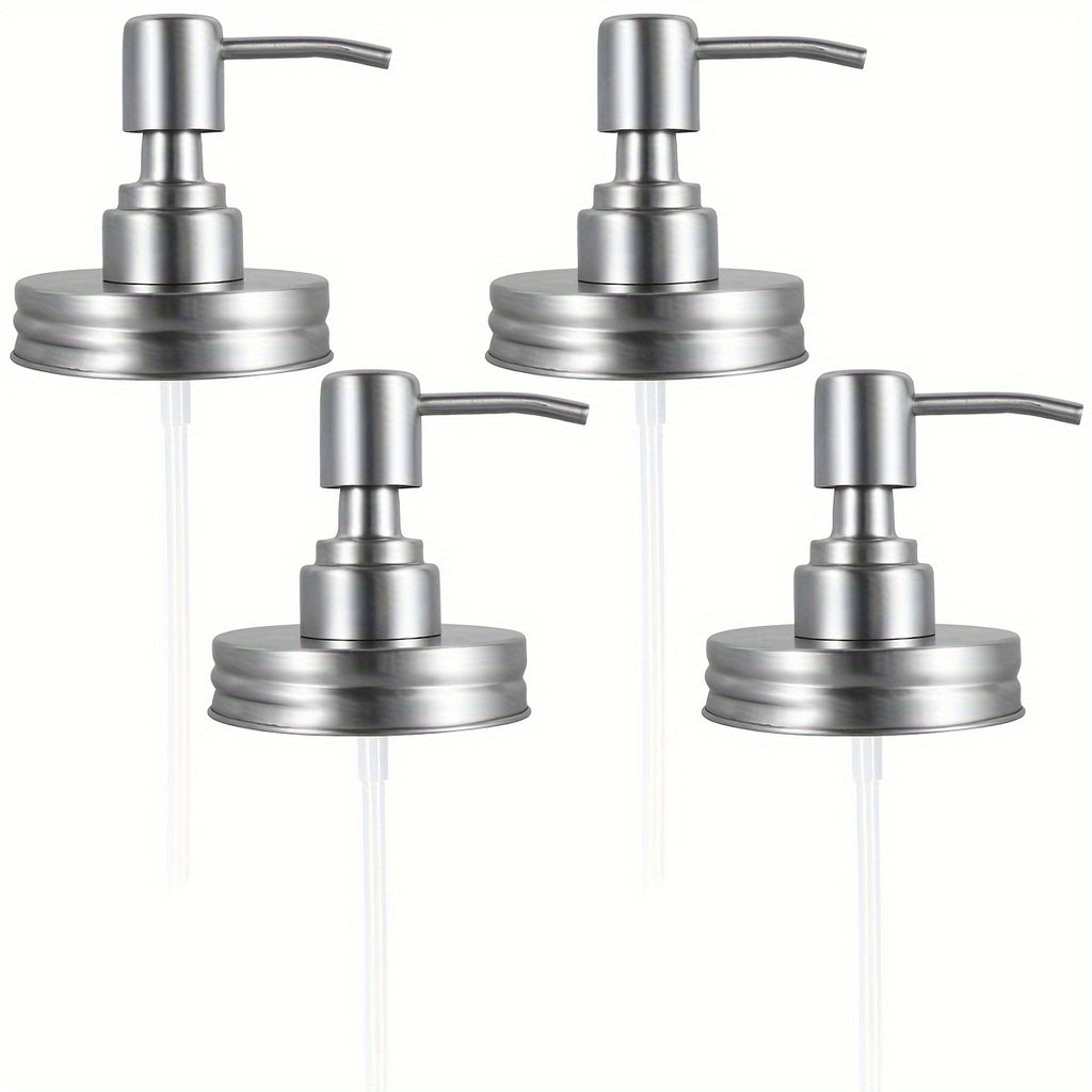 Mason Jar Soap Dispenser Lid with Pump Stainless Steel Mason Jar Pump Lid Lotion Soap Dispenser Lids with 3.9 Inch Tube And Gasket Leakproof Soap Dispenser Pump Replacement for Home Kitchen Bathroom Soap Dispenser Pump Head Liquid Soap Dispenser Pum