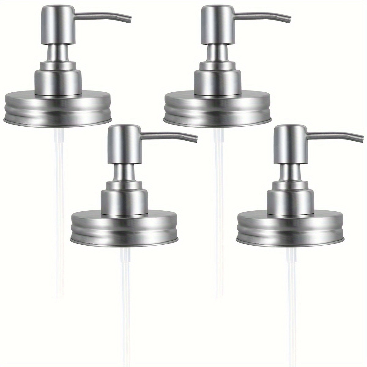Mason Jar Soap Dispenser Lid with Pump Stainless Steel Mason Jar Pump Lid Lotion Soap Dispenser Lids with 3.9 Inch Tube And Gasket Leakproof Soap Dispenser Pump Replacement for Home Kitchen Bathroom Soap Dispenser Pump Head Liquid Soap Dispenser Pum