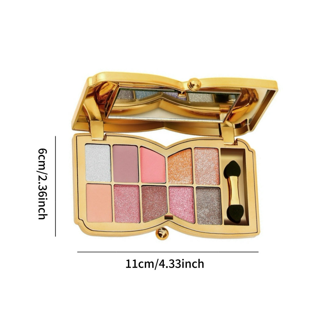 10-color Luxury Shimmer Eyeshadow Palette With Brush And Mirror, Matte And Pearlescent Eyeshadow Palette, Long-lasting And Easy-to-apply Eyeshadow, Create Gorgeous Looks For Music Festivals, Easter, And Queuing
