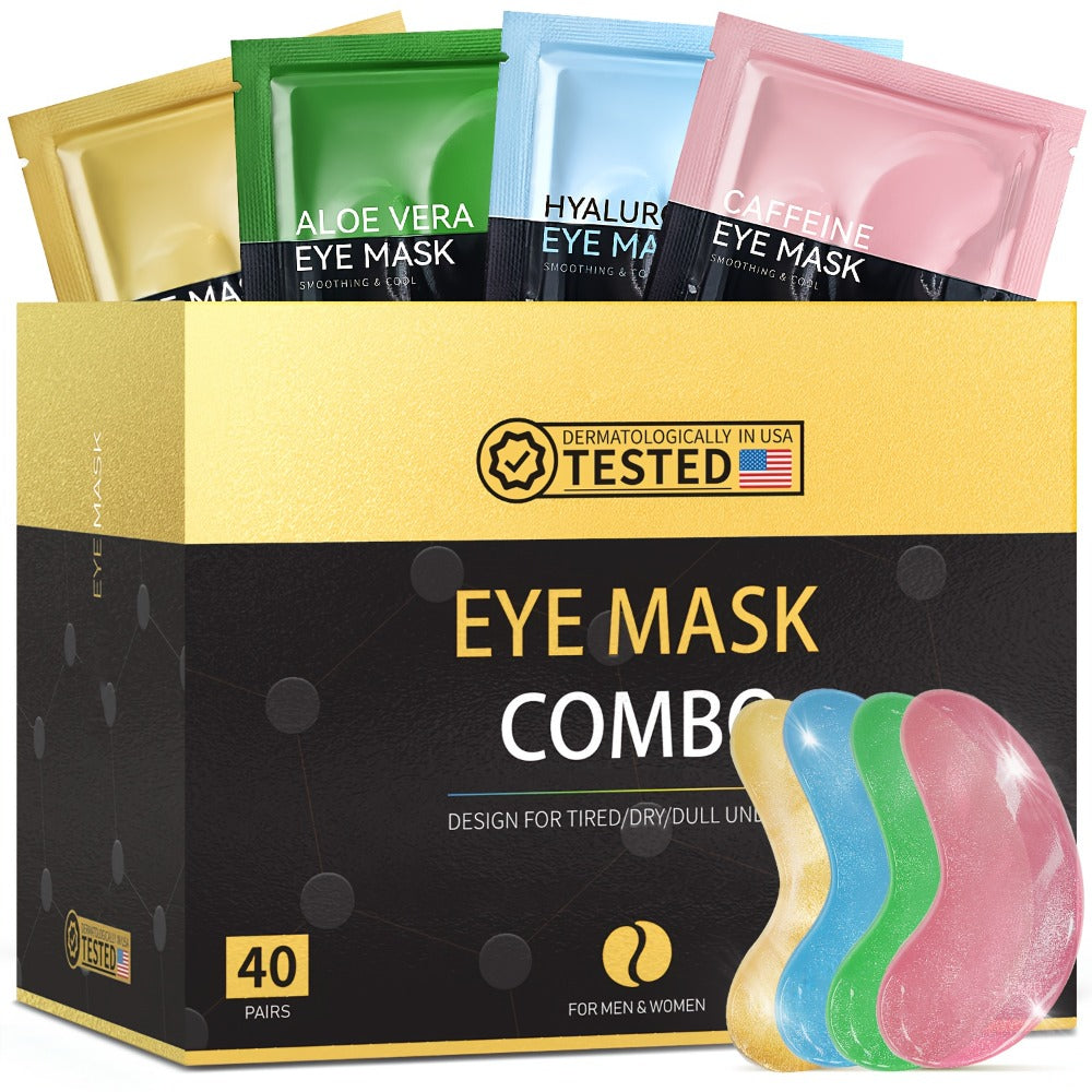 Under Eye Masks 40 Pairs Crystal Collagen Eye Patches with Caffeine Aloe Vera - Dark Circles Puffiness Moisturizing Eye Mask for Women All Skin Types Party Gift