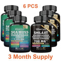 6pcs-Three-month Package-Sea Moss 350mg, Black Seed Oil 200mg, Ashwagandha 100mg, Ginger & Shilajit Pure Himalaya 300 Mg, Rhodiola Rosea 100mg, Panax Ginseng 50mg, All In 1 Supplements