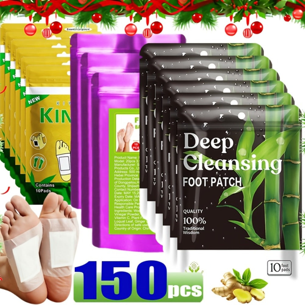 30/40/150 Deep Cleaning And Care Foot Patches - Green Natural Bamboo Vinegar Ginger Powder Plant Ingredients, Enhance Cleaning And Moisturizing Effects, Foot Massage Pad After Foot Bath - Home Portable Foot Scrubbing And Health Care