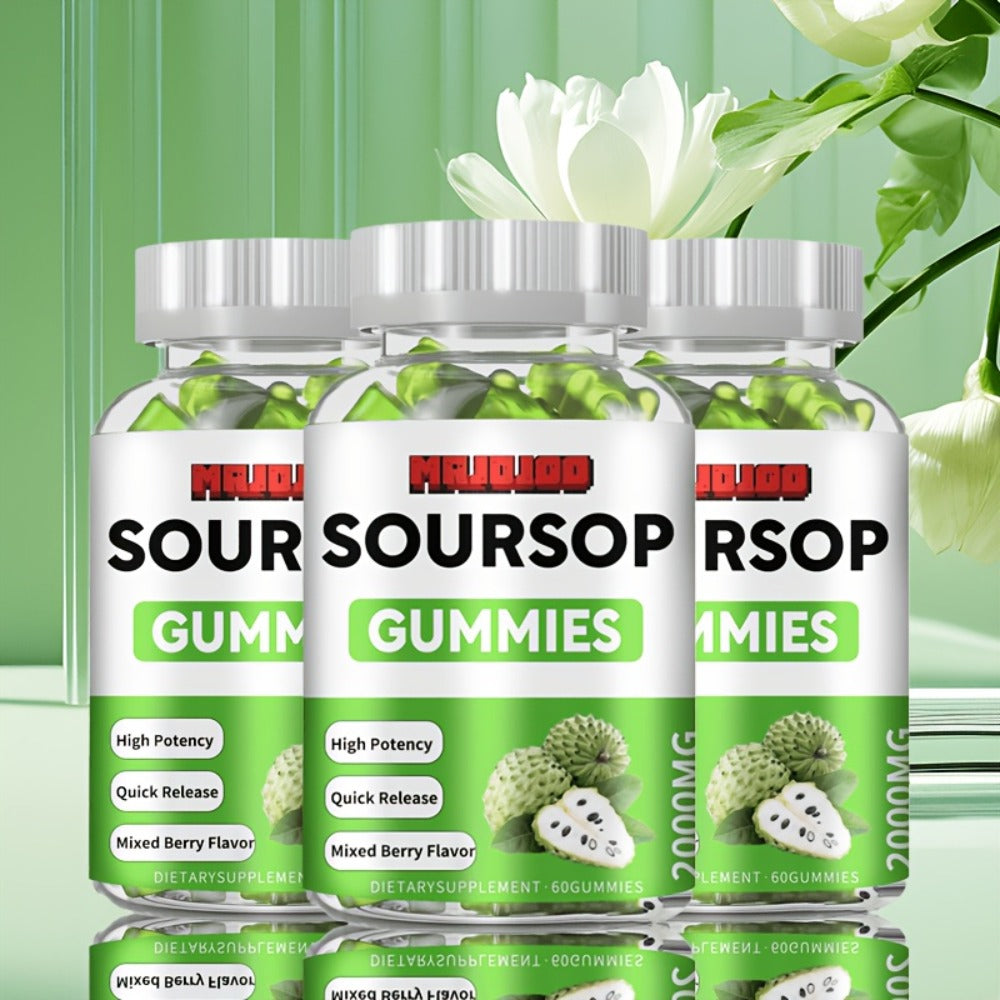 [Antioxidant Soursop Gummies] 2000mg Soursop Graviola Gummies | Supports Digestion, Provides Antioxidant Benefits for Man And Woman - 60 Gummies Per Bottle