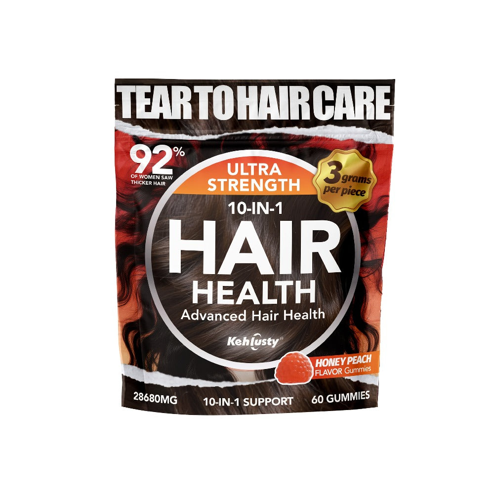 [Hair Thickening Gummy] 10-In-1 Hair Thickening Gummy Supplement - Contains Biotin, Vitamin C, Collagen And Zinc, Nourishes Skin And Supports Strong, Healthy Nails, Promotes Hair Thickness, Suitable For Men And Women, Peach Flavour, 60 Gummies, Local Ware