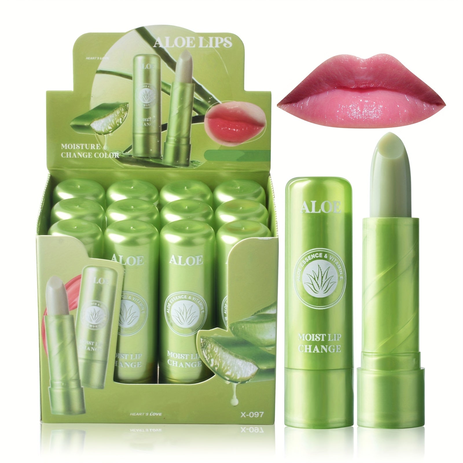 12pcs Box of Natural Aloe Vera Lip Balm: Moisturizing, Hydrating, Waterproof & Anti-Chap Color Changing Lip Care