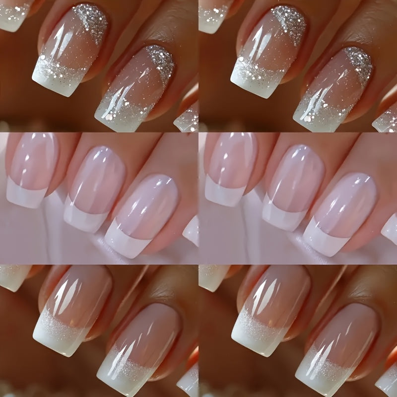 Upgrade Your Look. 72pcs (3 Boxes) Women'S Nail Accessory Set. Classic And Easy Elegant Design. Glossy Fake Nails. Extendable And Detachable Nails
