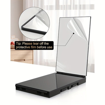 Self Haircut Mirror 3-Way with LED Light & Accessories - 360° Viewing Angle, Anti-Fog HD Glass, Height Adjustable, Door Wall Table Mount, DIY Barber Mirror for Hair Cutting Shaving Styling