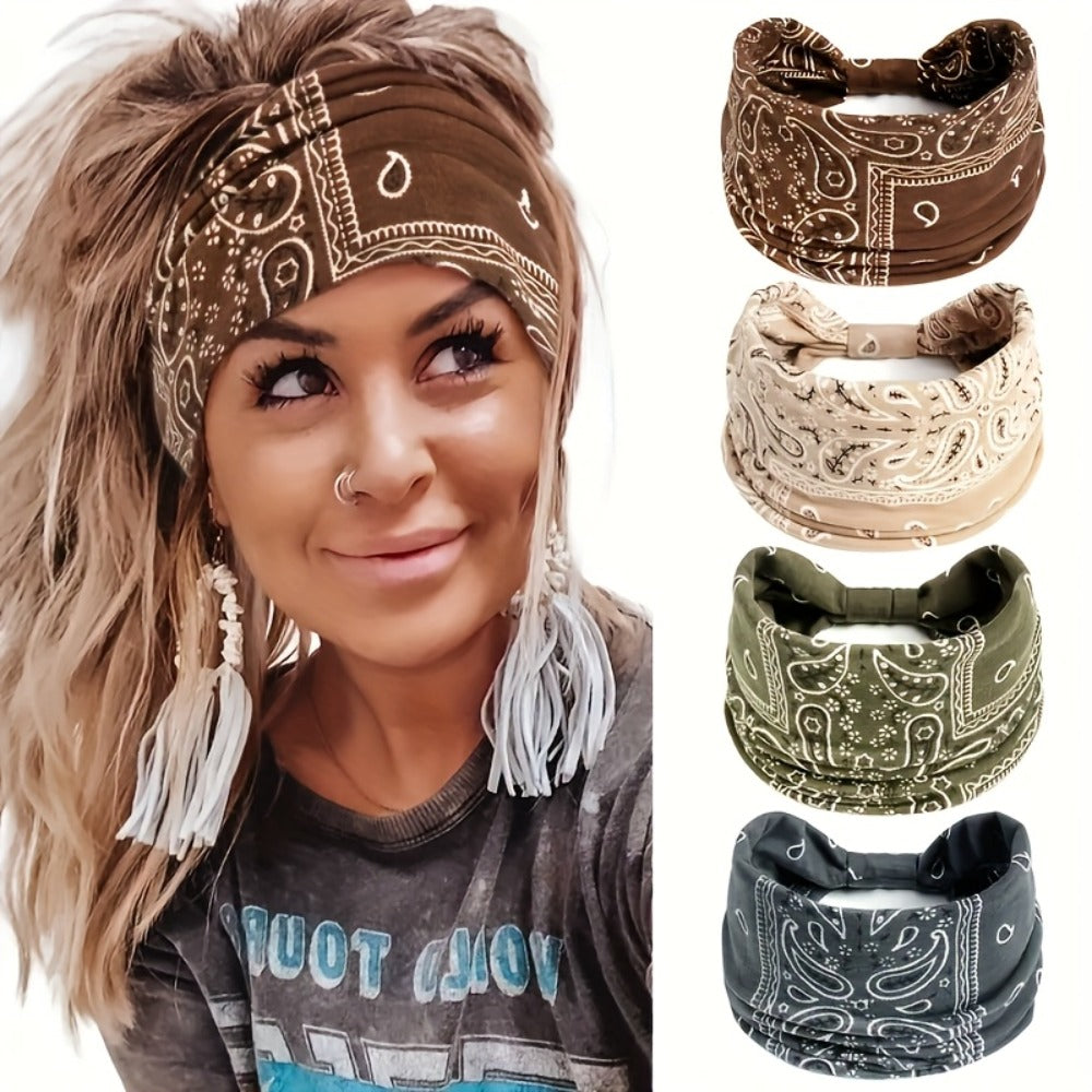 Headbands for Women 8 Pack Wide Floral Turban Head Bands Non-Slip Elastic Boho Hair Wrap for Sports Yoga Running Workout Sweatband Fashion Hair Accessories for Women Men Daily Use Gift Set