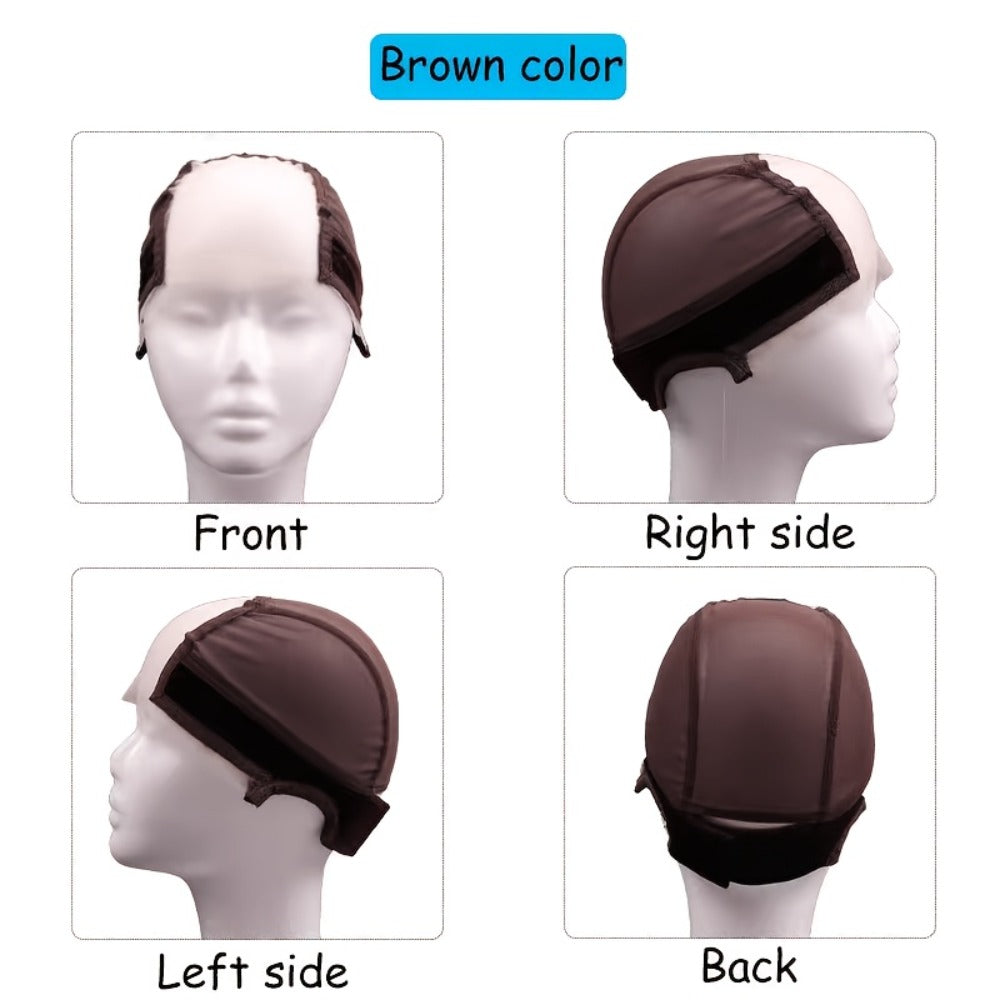 Wig Caps Glueless Lace Front Non-Slip with Grip Band - Transparent Wide Lace Full Coverage Wig Cap Holder for Women Brown Black Beige 2pcs