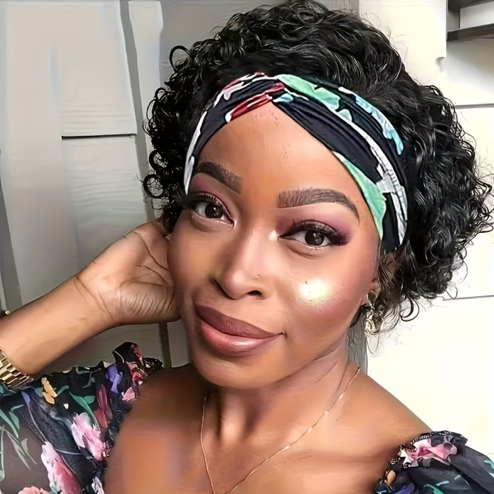 Headband Wig Human Hair Kinky Curly Brazilian — 150% Density, No Glue, Glueless Wig for Black Women, Beginner Friendly, Daily Wear, Cosplay & Halloween, 6 Inch
