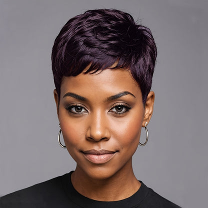 Short Pixie Cut Wig Synthetic Body Wave Colored Wigs for Women Heat Resistant 120% Density Rose Net Cap Halloween Party Music Festival