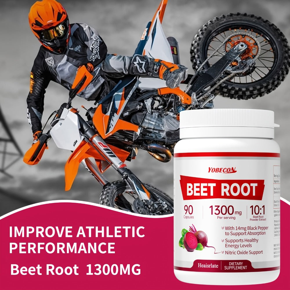 [Natural Nitric Oxide] Beet Root Capsules-1300mg High Strength Per Serving-Plant-Based Formula for Blood Flow, Intestinal Digestion, Energy & Circulation Support-Local Warehouse Vitamin Supplement, Vegetarian Capsules