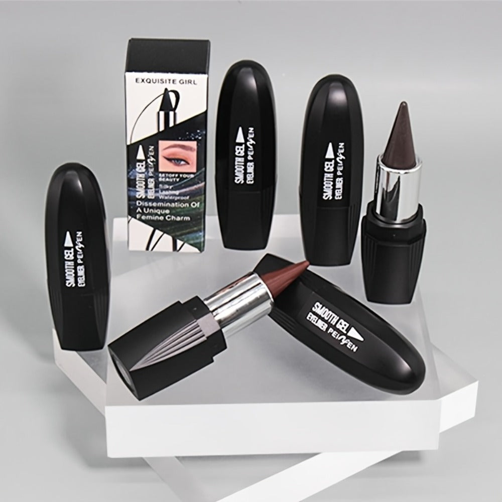 Eyeliner Set 6 Colors - Waterproof Long-Lasting Smudge-Proof Eyeliner Cream, Transfer-Proof Sliding Liner for Eyes & Lips, Black Brown Reddish Brown, Daily & Party Makeup for Women
