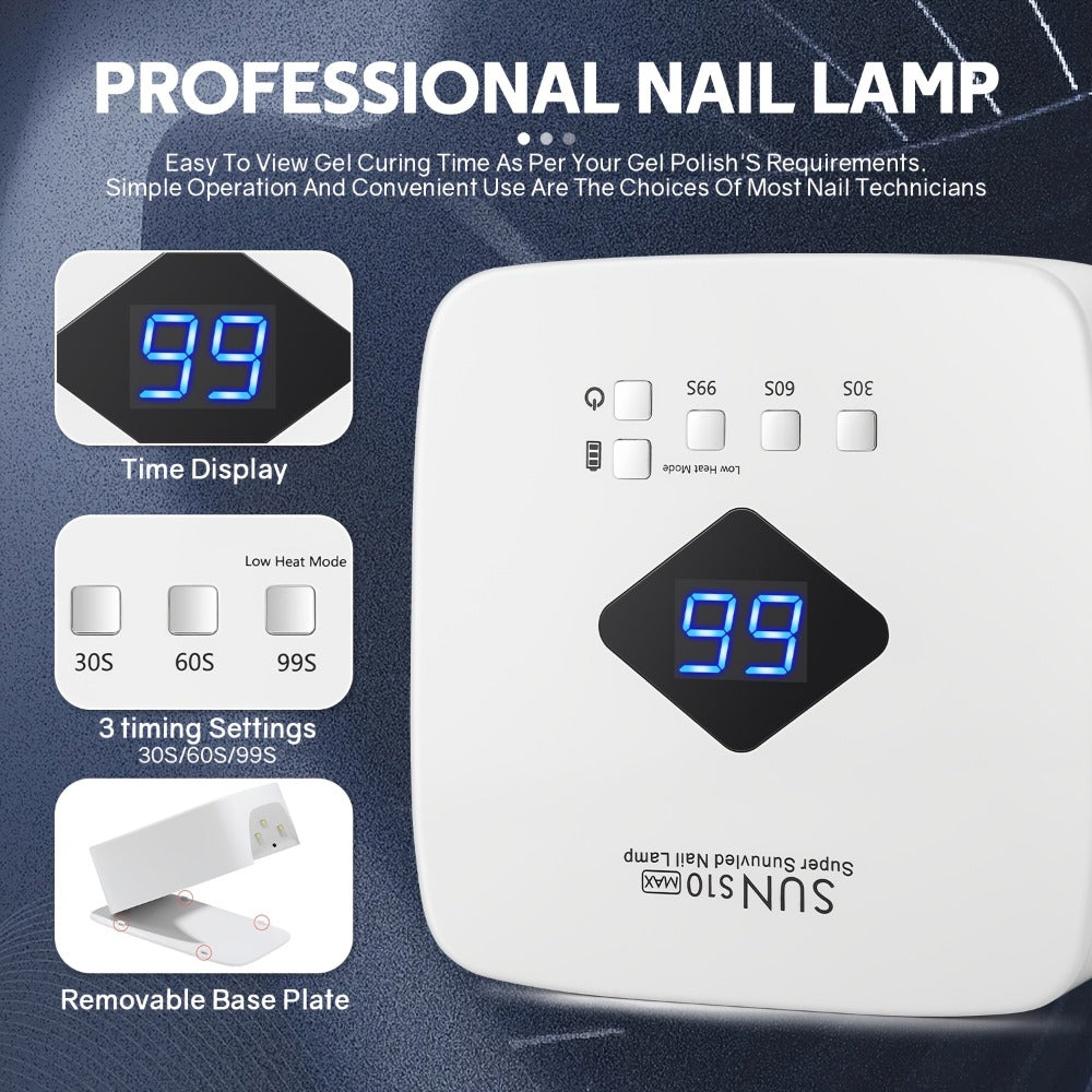 Rechargeable Professional Nail Dryer with 30 Beads, Featuring a Design And Three Timer Settings for Both for Home And Salon Applications