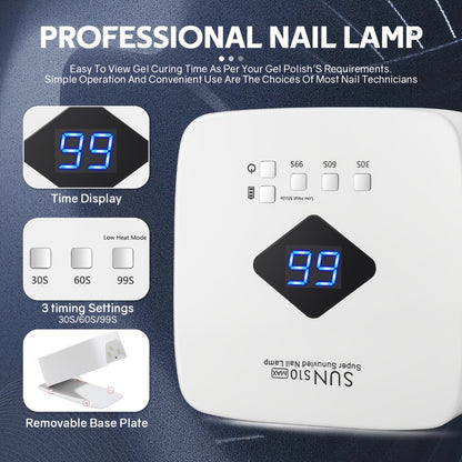 Nail Dryer UV LED Lamp 30 Beads – Rechargeable Professional Gel Nail Curing Light with 3 Timer Settings | Fast Curing Nail Lamp for Home & Salon, Cordless Nail UV Light