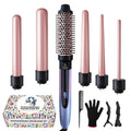 Hair Curling Wand 5in 1 Hair Curlers Iron Set 0.4" - 1.25" with 5 Ceramic Interchangeable Barrel for Long Short Hair Styling Tool for Women Gifts Birthday Christmas Thanksgiving Day New Year Festival Hairstylist Essentials Styler Fast Heat Brush