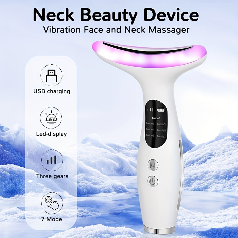 Vibrating Face & Neck Massager Rechargeable USB Lithium Battery Adjustable Strength Anti-Aging Skin Tightening Eye Massage Beauty Tool Skincare Device for Women White Pink