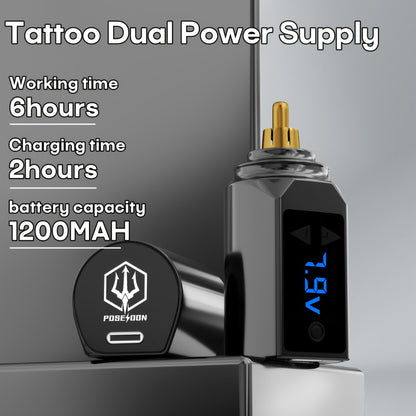 Wireless Tattoo Battery Pack RCA - USB Rechargeable Cordless Power Supply, 6H Runtime, Lightweight Portable for Tattoo Guns & Machines, Professional & Beginner Artists