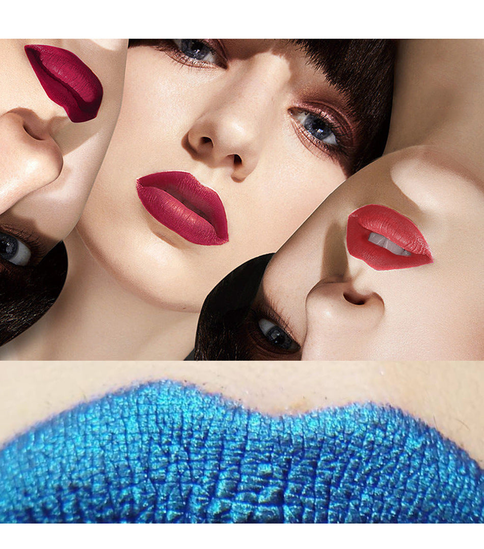 3pcs Smudge-Proof Waterproof Matte Lip Gloss - Long-Lasting -Off Lip Stain Suitable for All Skin Tones, Hypoallergenic Vegan Formula with Electric Blue & Cobalt Shades, for Music Festivals & Daily Bold Looks - Women's Gift (-Off Products)