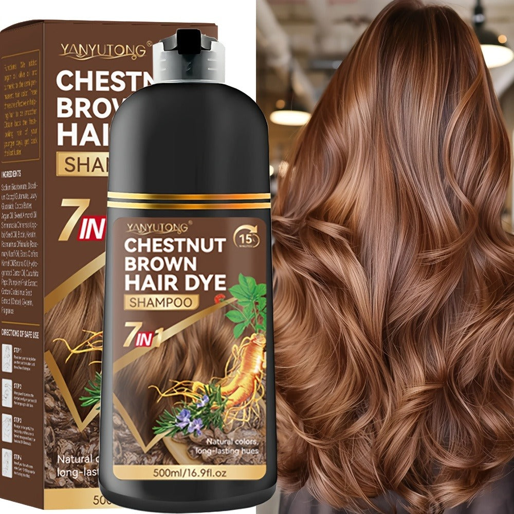 16.91oz Hair Dye Shampoo, Natural Plant Pigments, Safe for Hair, Quickly Covers Gray Hair, Available In Black, Red, Brown, Dark Brown, And Chestnut Brown, Halloween Gift, Christmas Present Valentine's Day Gift.