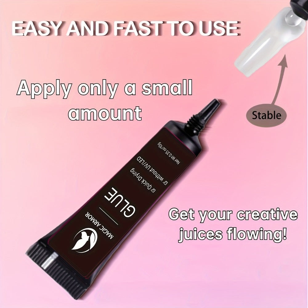 Nail Glue with Glue Remover Kit, Super Strong Nail Glue 10g, Suitable for Acrylic Nail Pressing, 10g Glue Can Remove False Nails, Strong Glue Remover, Nail Polish Nail Polish