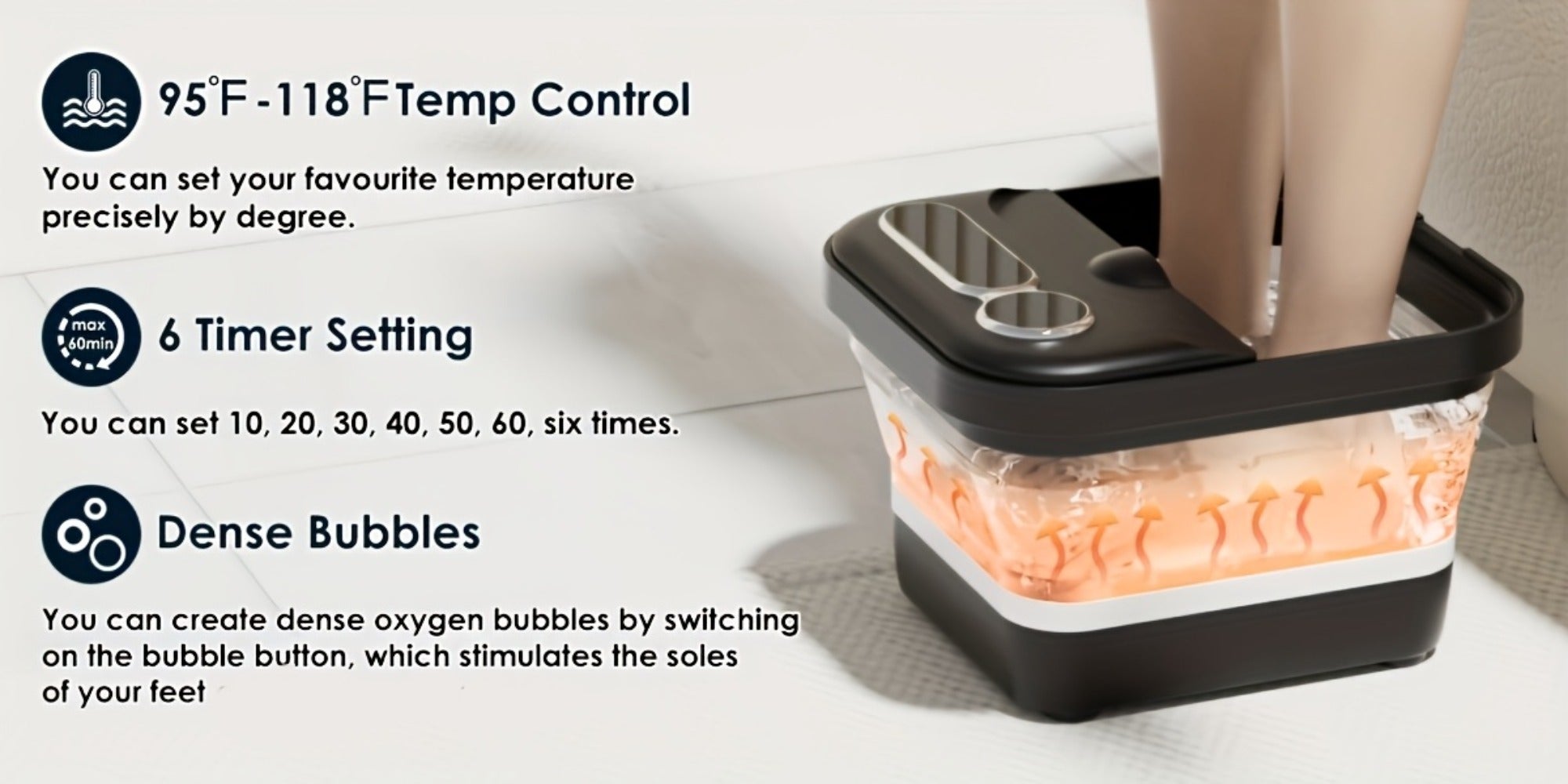 Collapsible Foot Spa And Massager With Heater And Temperature Control, Foot Bath Bowl With Bubbles, Six Massage Rollers, Vibration And Red Light, Foot Soak. Best Mothers Day Gifts