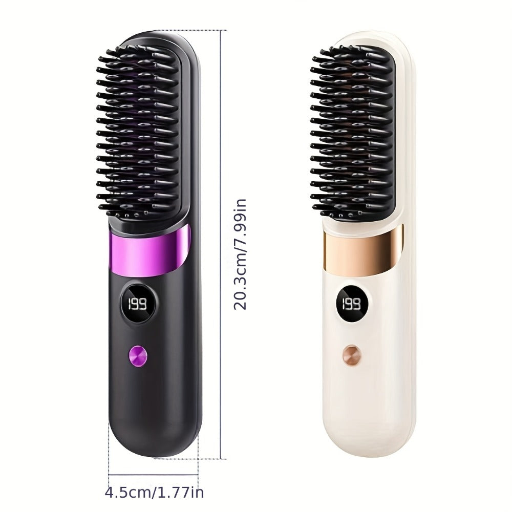 Straightening Brush, Portable Heated Comb, Travel Straightening Comb, Quick- Mini Cordless Straightening Brush, Heat Protection, Ideal for Travel And Daily Use, Suitable for Men's Beards And Women's Hair, Gift for Women And Men