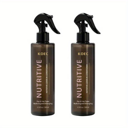 Leave-In Conditioning Spray Detangler 2 Bottles 13.53oz Snail Serum Anti-Frizz Deep Conditioner Shine-Boosting Moisturizing for Curly Dry Damaged Hair Frizz Control Smooth Silky Hair Care