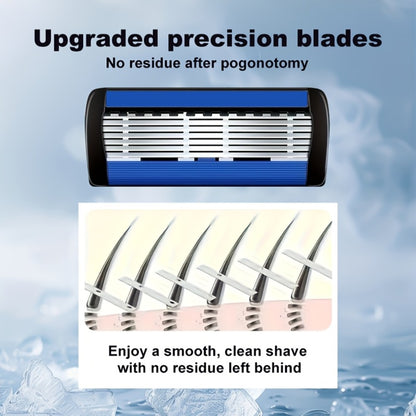 Men's Manual Razor Set with Stainless Steel Replacement Blades - Reusable Handle & High-Capacity Blade Kit for Smooth, Close Shave, Precision Grooming