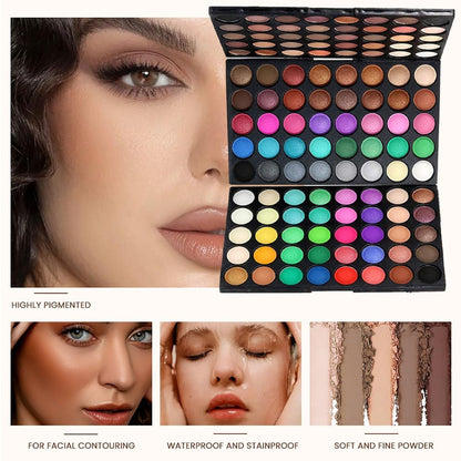 Eyeshadow Palette 120 Colors with 6 Makeup Brushes – Shimmer & Matte Multi-Color Eye Shadow Set for Stage Makeup, Cosplay, Party & Daily Glam Looks
