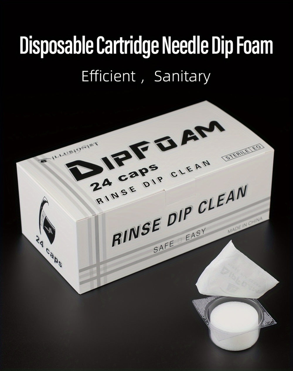 24pcs ProTat Tattoo Needle Dip Clean Cups - Foam Liner Design for Safe & Thorough Cleaning, Use with Cartridge & Traditional Needles, No Odor, Non-Electric, Gentle on Needles to Prevent Damage, Tattoo Needle Cleaner
