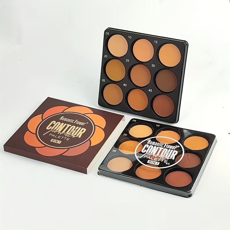 9-Color Face Contour Palette, Deep Brown Tones, Multi-Functional Professional Makeup, Matte Finish Suitable For All Skin Tones, Perfect For Daily, Party And Date Makeup, Ideal Holiday Gift